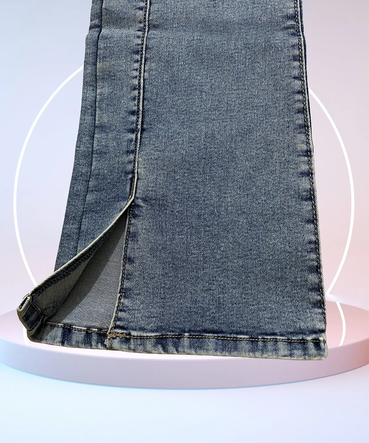Women's Classic Bootcut Jeans with Side Slit - Image 3