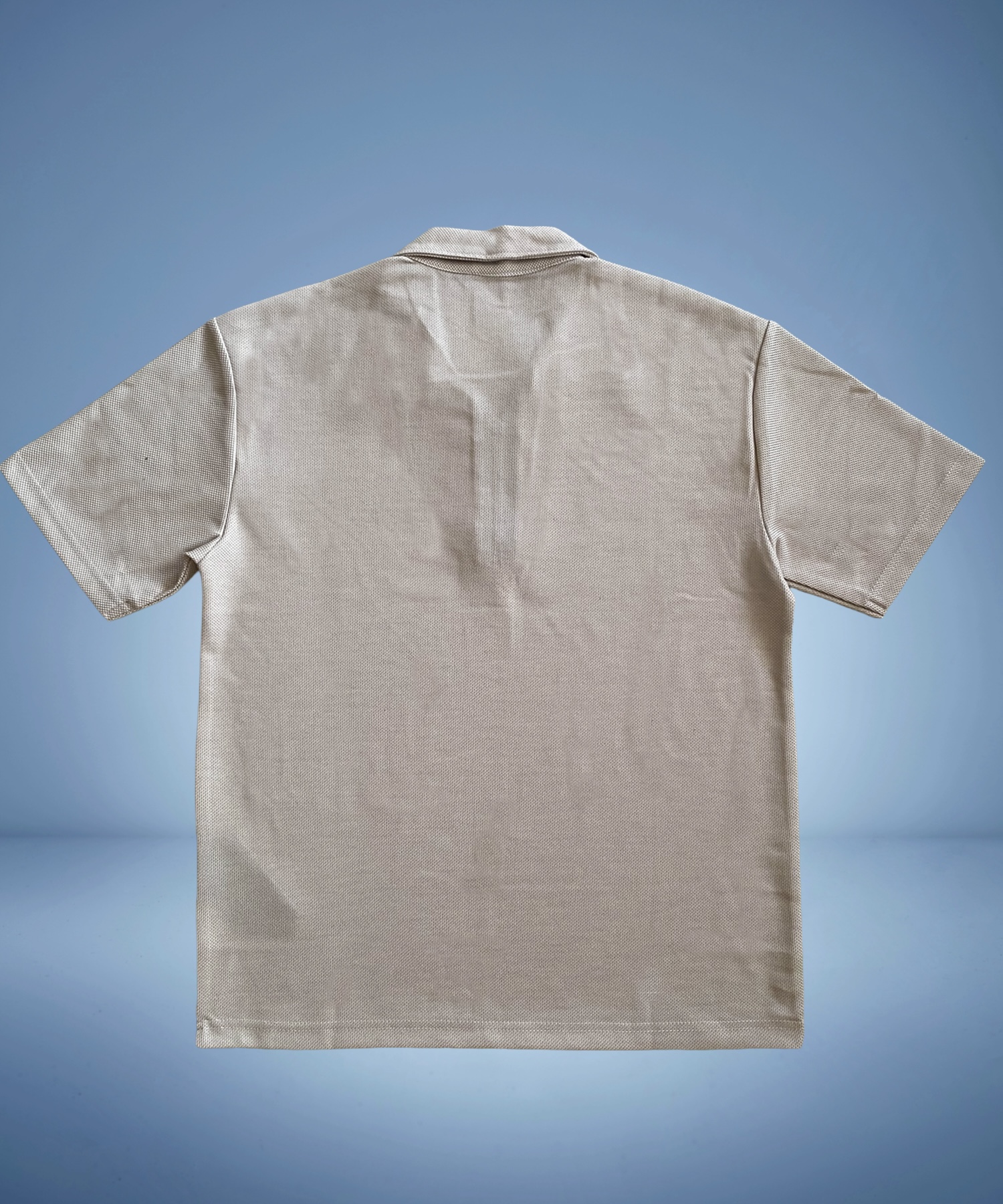 Drop Shoulder Zipper Polo-Beige - Image 2