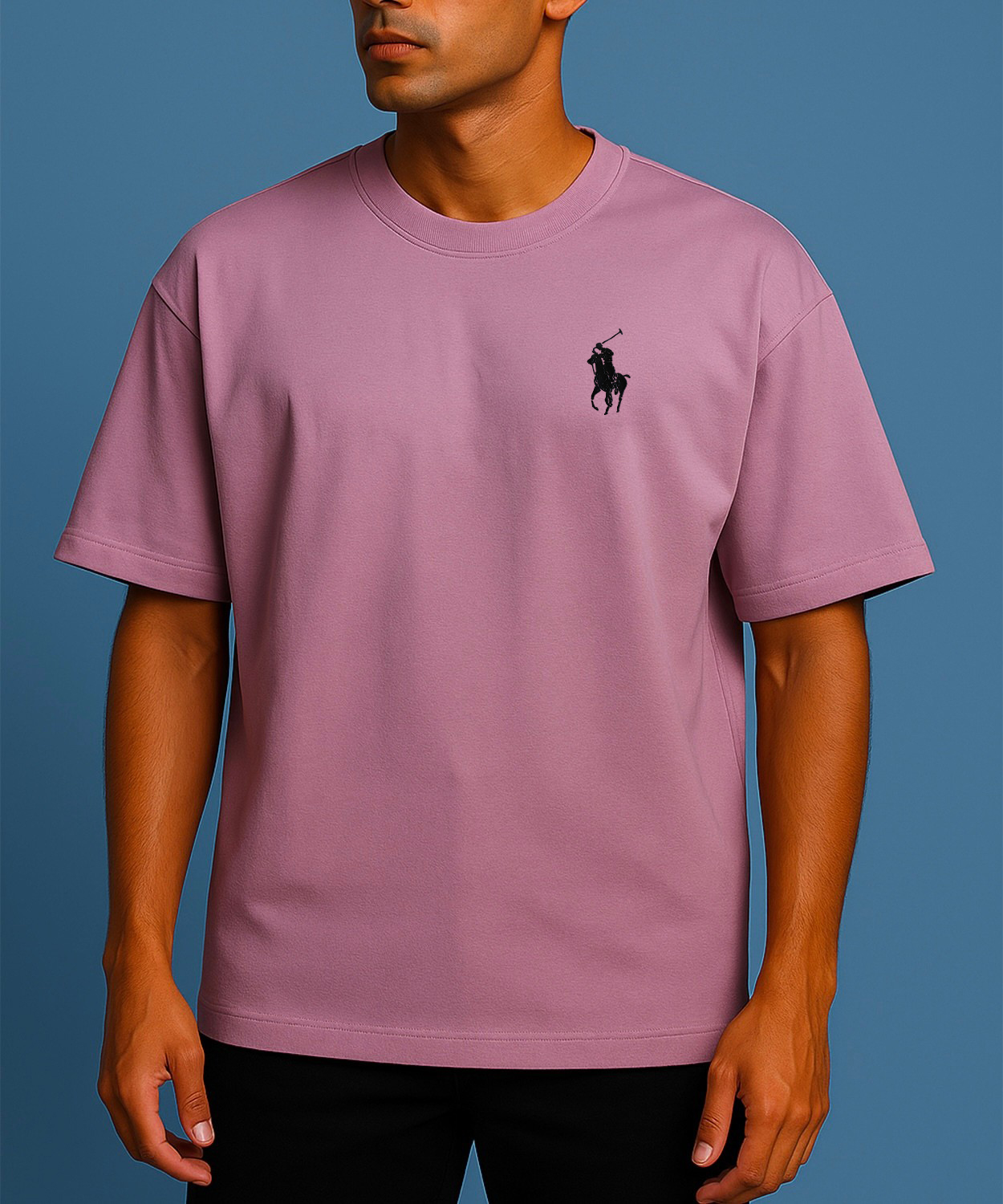 Branded Graphic Drop Shoulder T shirt- Lavender
