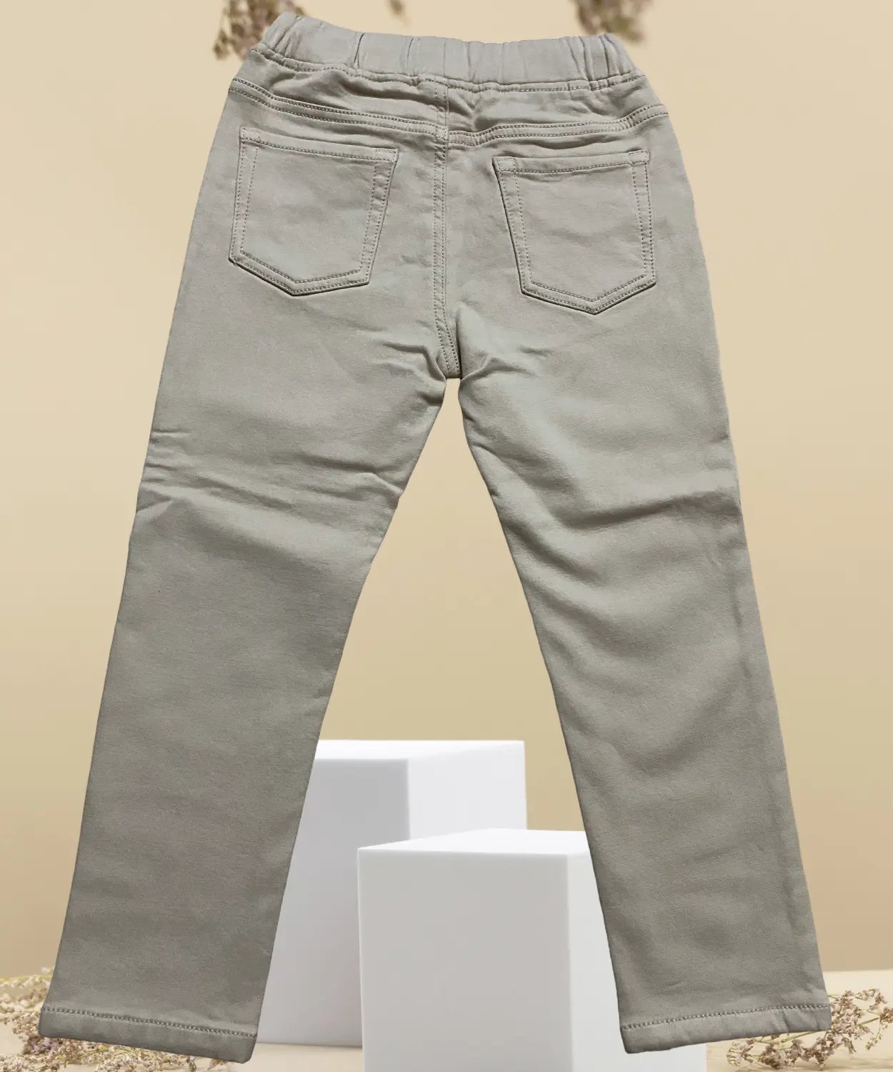 Light Green Cotton Casual Pant for Kids - Image 3